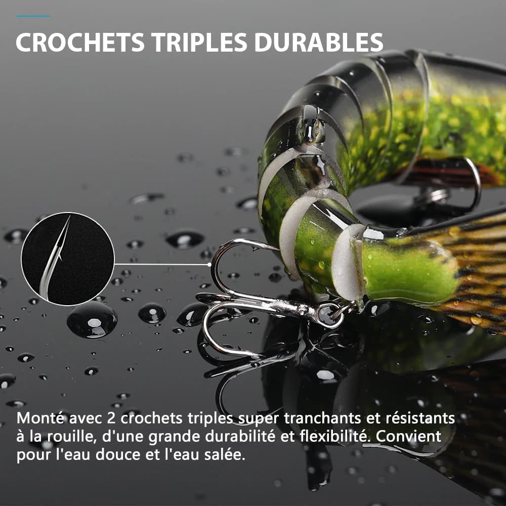 Leurre articulé TREHOOK 10cm/12.5cm pour brochet et carnassiers multi-articulations