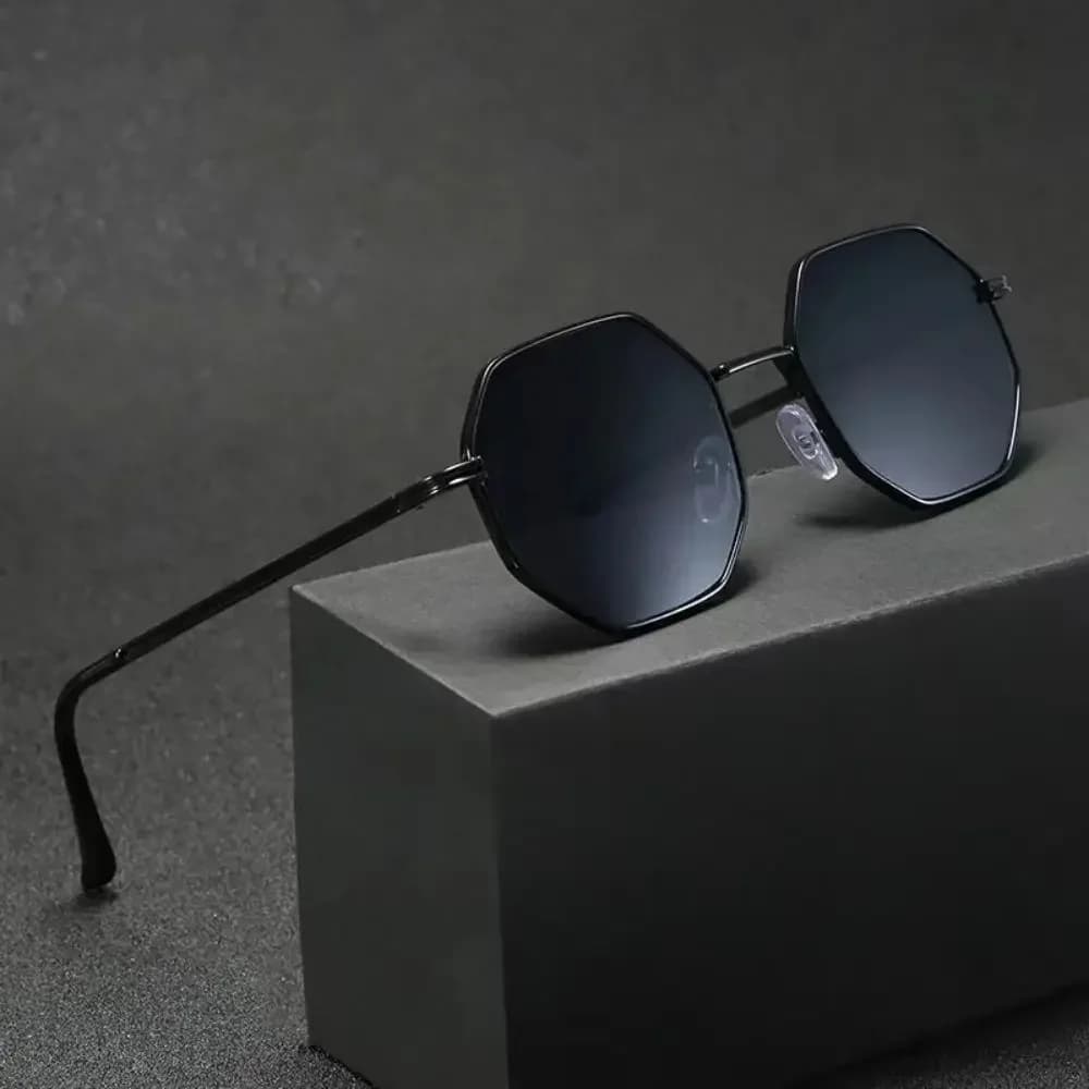 Lunettes de pêche octogonales métal rétro - Protection UV400 pour homme et femme - Style vintage