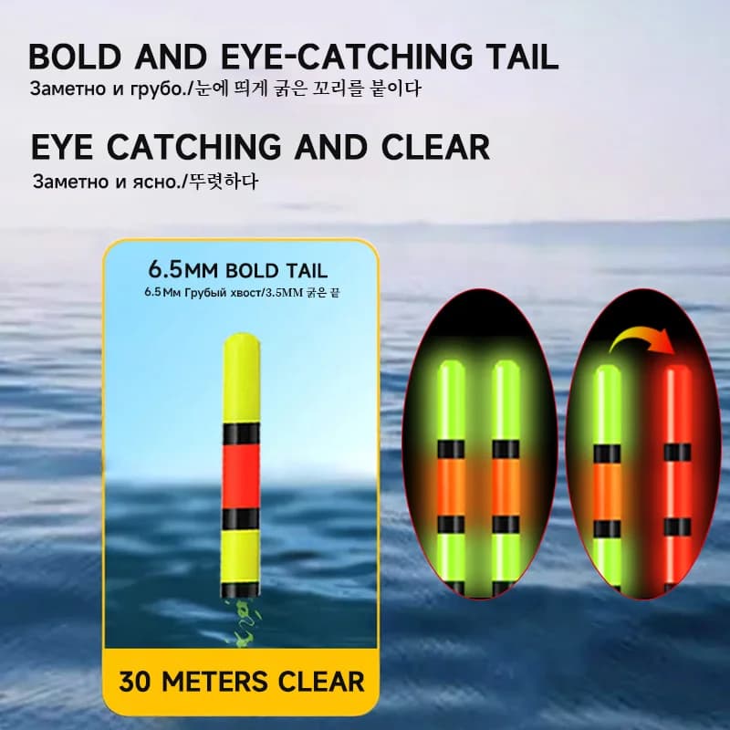 Flotteur électronique lumineux haute sensibilité 6.8MM pour pêche rock, détection gravité, matériel pêche court robuste