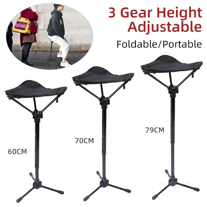 Tabouret triangulaire pliable portable réglable en hauteur pour pêche camping plage et voyages