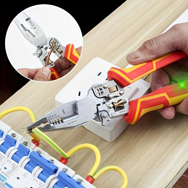 Pince dénudeuse multifonction 9 en 1 avec testeur tension outil électrique maintenance complète