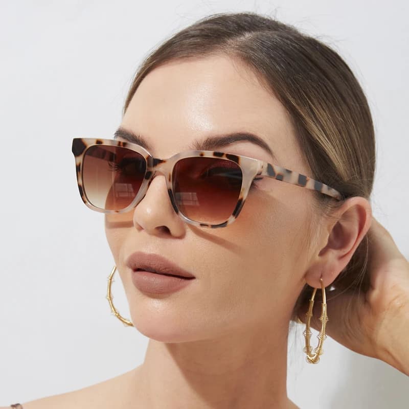 Lunettes de soleil vintage femmes tendance pêche - Cadre carré anti-lumière UV400 - Marque candy