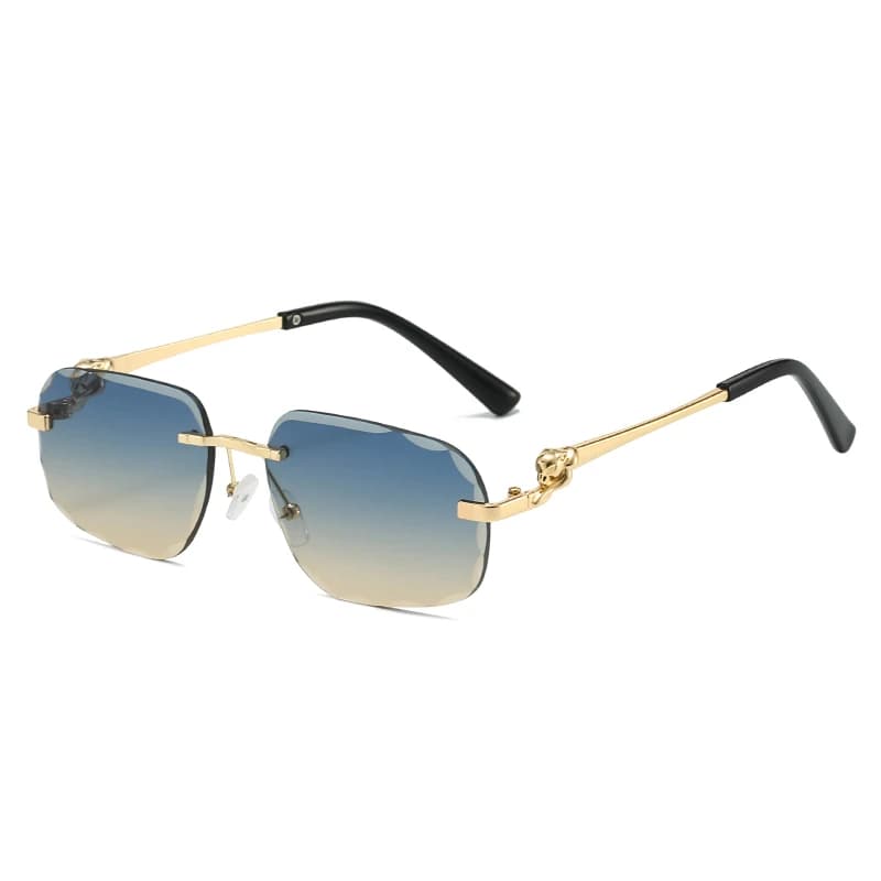 Lunettes soleil métal sans monture carrées femmes hommes qualité mode fête piscine UV400