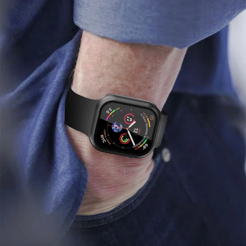 Protection verre trempé + coque pour Apple Watch série 9 8 7 6 SE 5 - Accessoire étanche et résistant