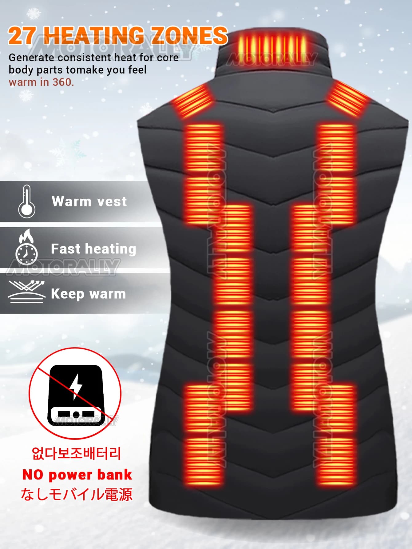 Veste chauffante femme intelligente 27 zones, 3 niveaux de chaleur jusqu'à 50°C - Idéale trajet hiver et cadeau