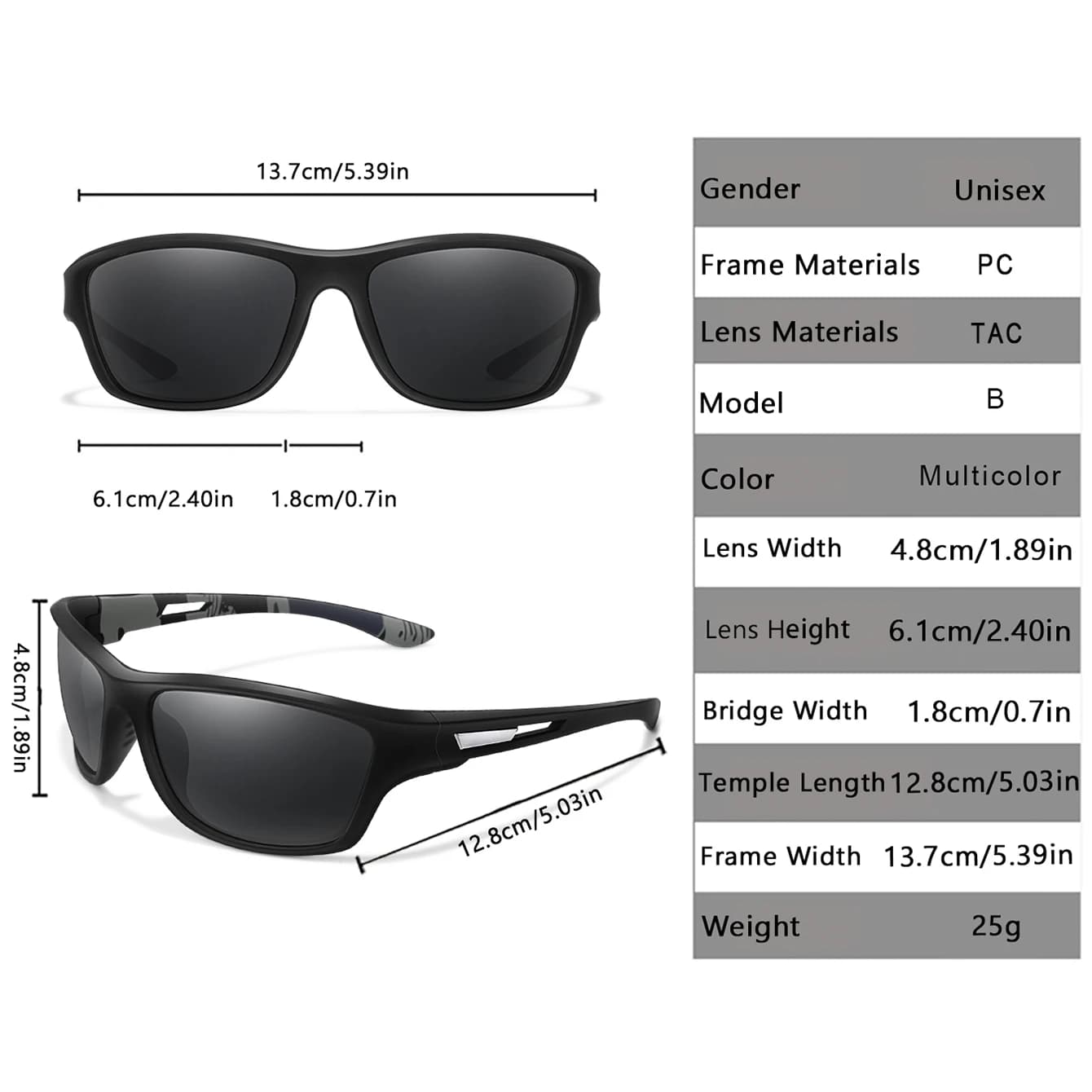 Lunettes de soleil polarisées unisexes UV400 pour pêche vélo randonnée avec verres anti-éblouissement