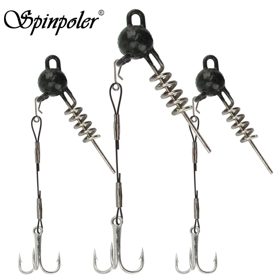 Montage pêche leurre souple avec hameçon triple acier pour brochet sandre perche et black bass