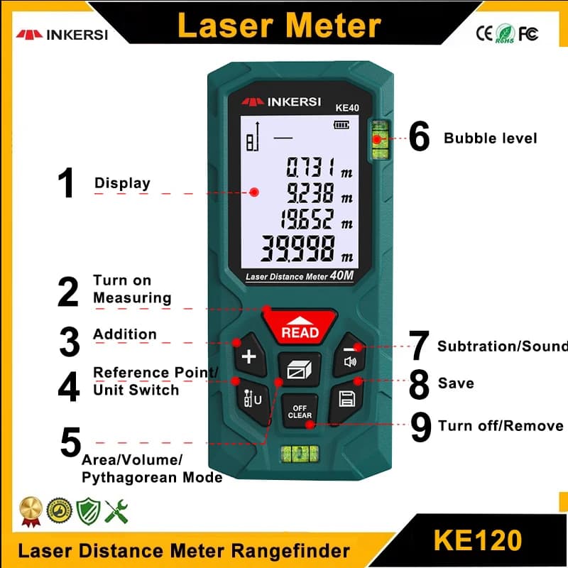 Télémètre laser INKERSI 40M à 120M longue portée - Précision et durabilité pour pêche intensive