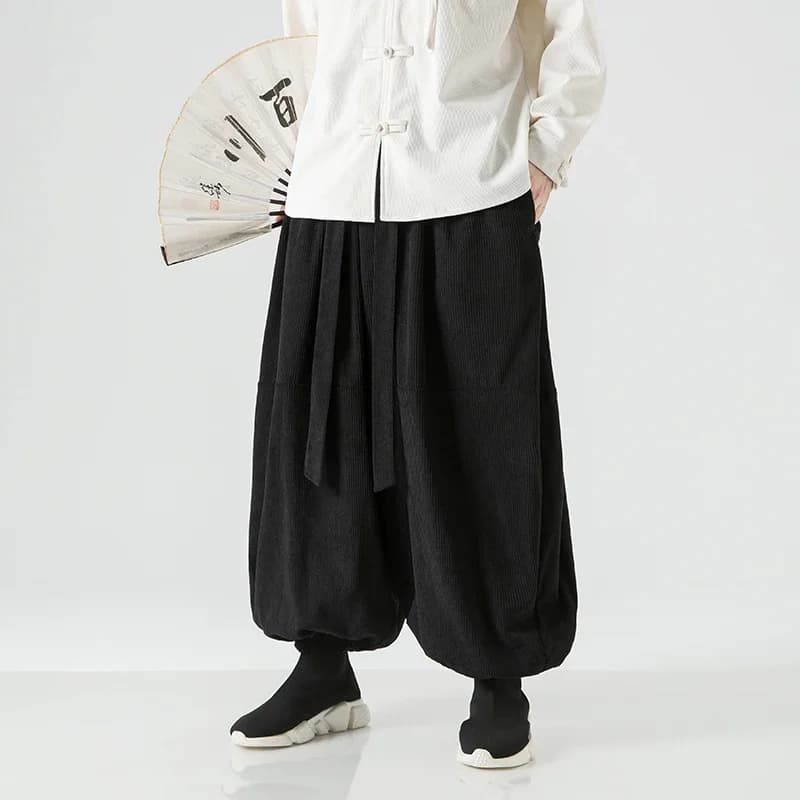 Pantalon oversize velours côtelé large pour pêche confortable homme femme élastique
