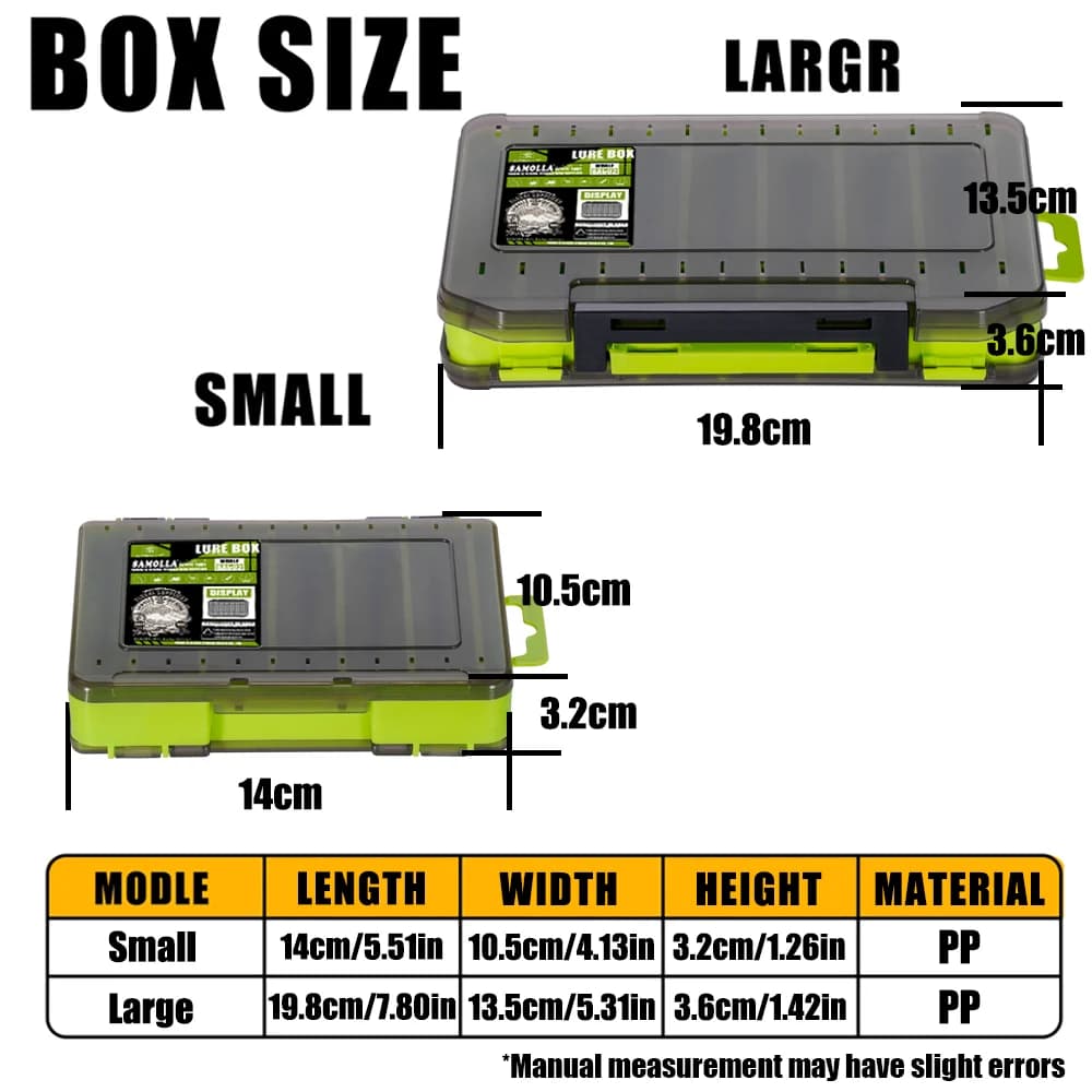Boîte de pêche 14 compartiments double face pour leurres, hameçons et accessoires, organisateur de matériel