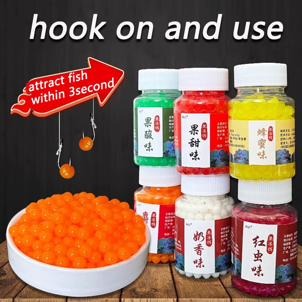 Jelly Lure 300PCS appât souple pour carpe - nourriture aquatique en perles aromatiques