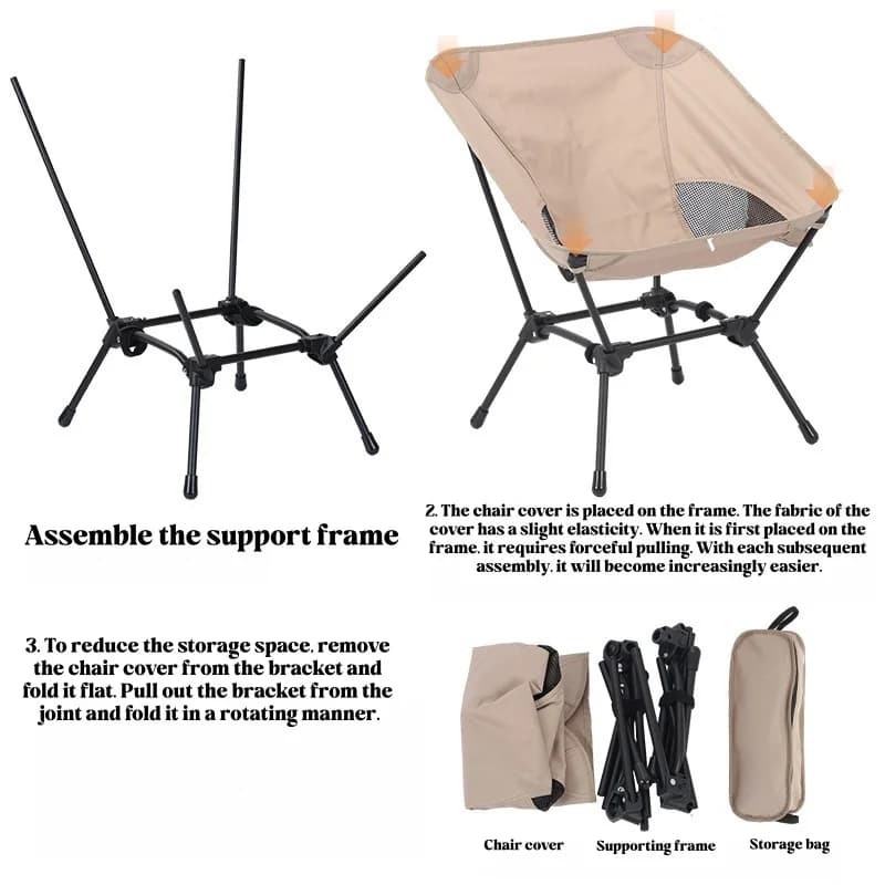 Chaise pliante double usage hauteur réglable - Siège portable léger pêche plage camping randonnée
