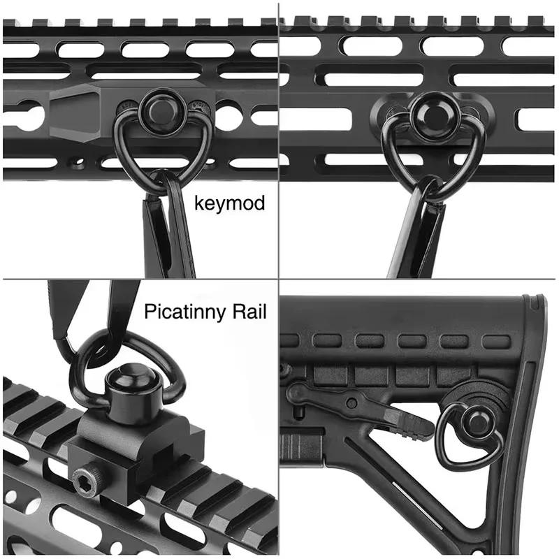 Adaptateur sangle M-LOK QD rail fixation pêche bouton poussoir métal robuste