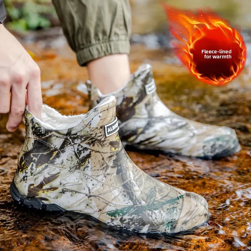 Bottes camouflage homme grandes tailles 46-48 imperméables anti-dérapantes PVC confortables
