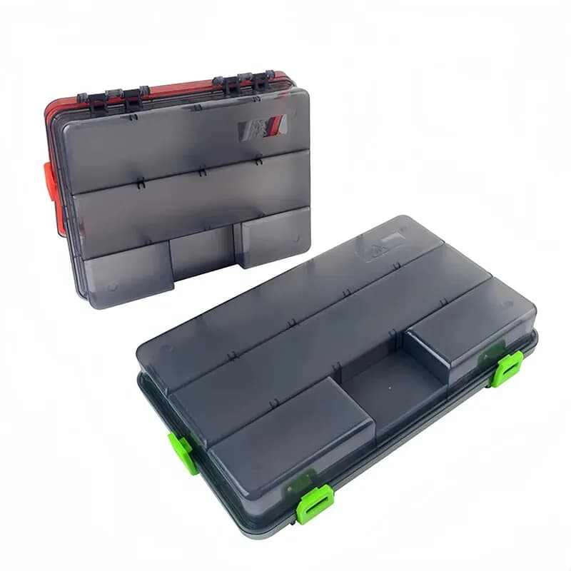 Grande boîte de rangement pour matériel de pêche avec compartiments pour hameçons et leurres