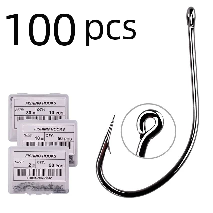 Hameçons octopus 100/50 pièces boîte acier carbone haute dureté pour pêche mer rivière