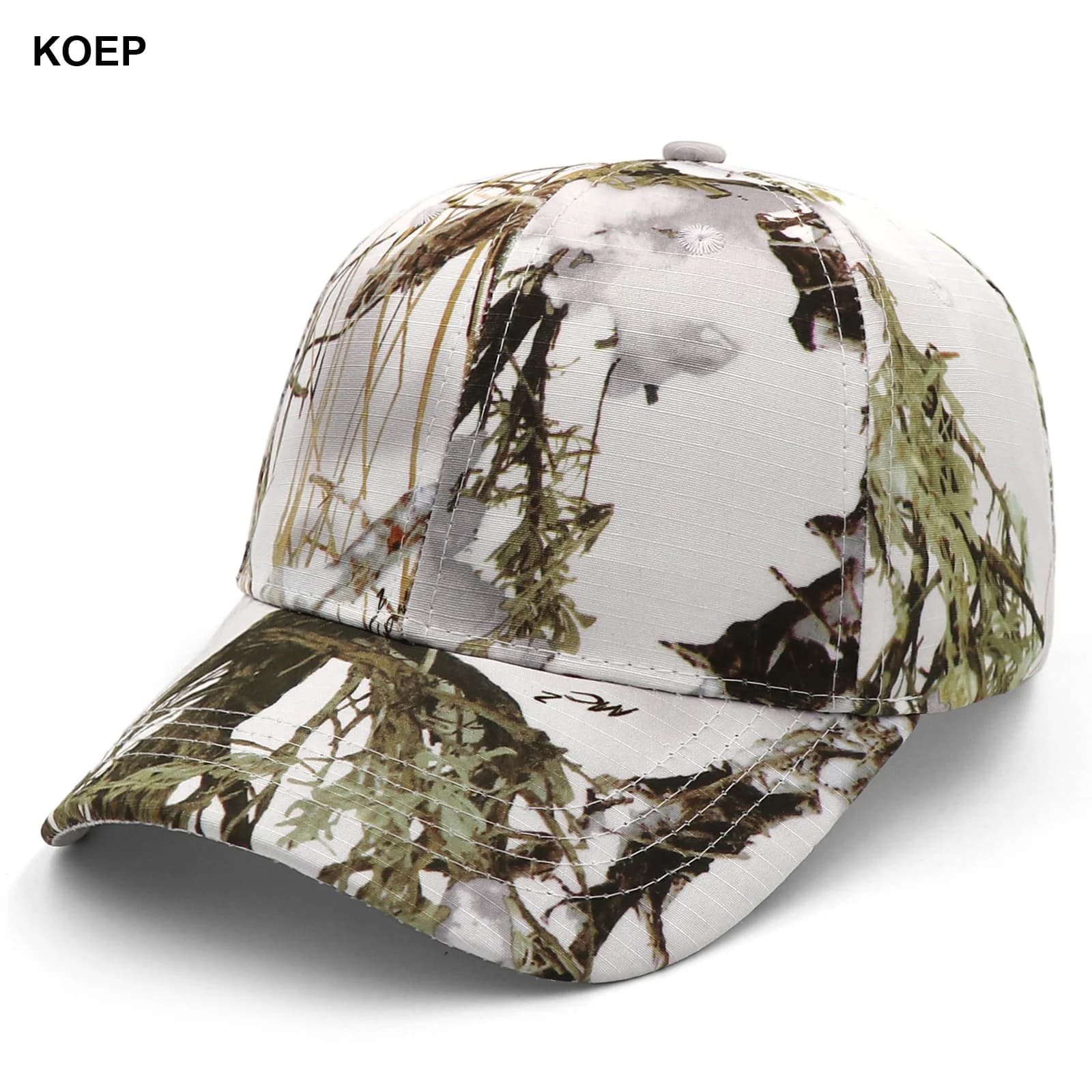 Casquette camouflage blanc pêche KOEP - Baseball cap neige pêche hiver chasse snapback