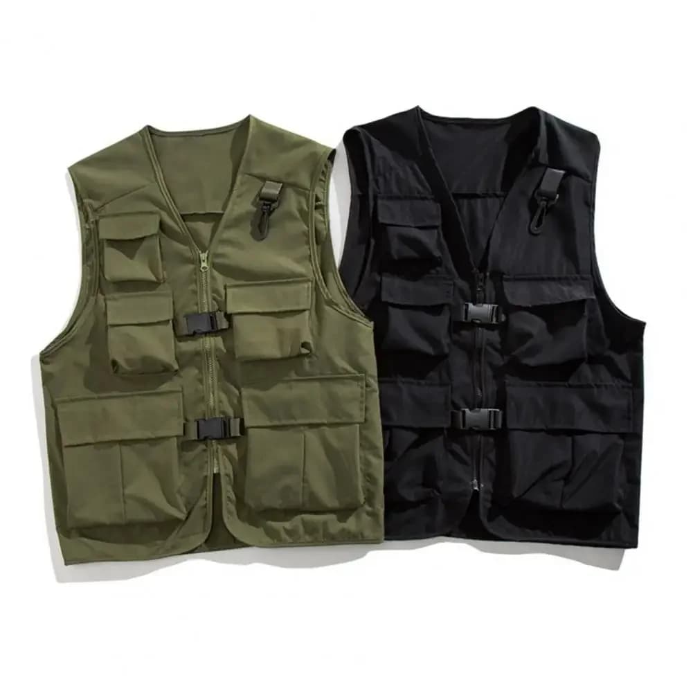 Veste tactique homme été sans manches multi-poches pour pêche, travail et loisirs en extérieur