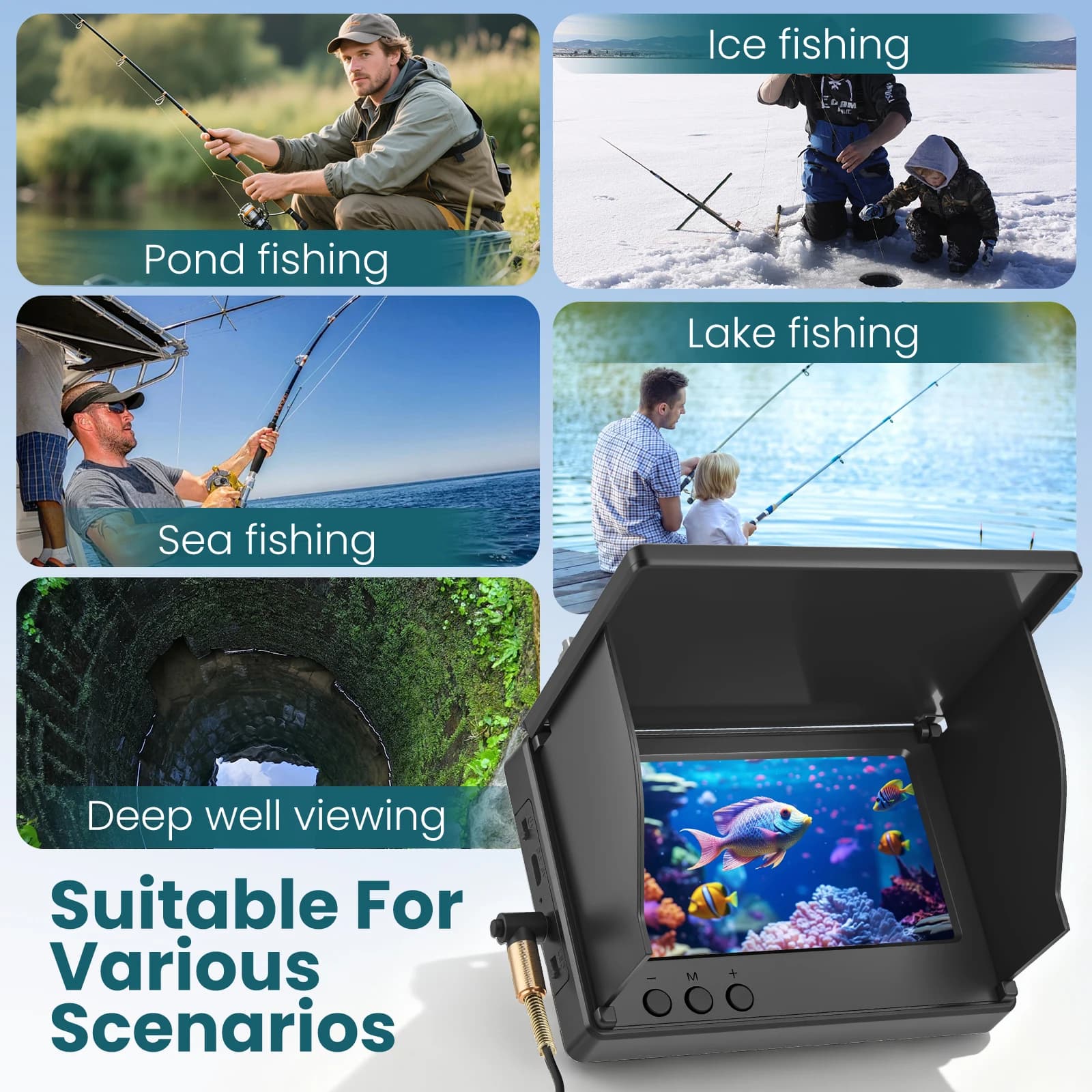 Caméra de pêche sous-marine étanche Fish Finder avec vision nocturne infrarouge et écran IPS 4,3 pouces