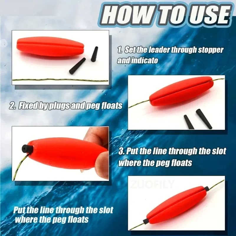 5 flotteurs pêche ellipse grande bouche pour silure, dérivants et longue distance, bouchons en mousse résistants
