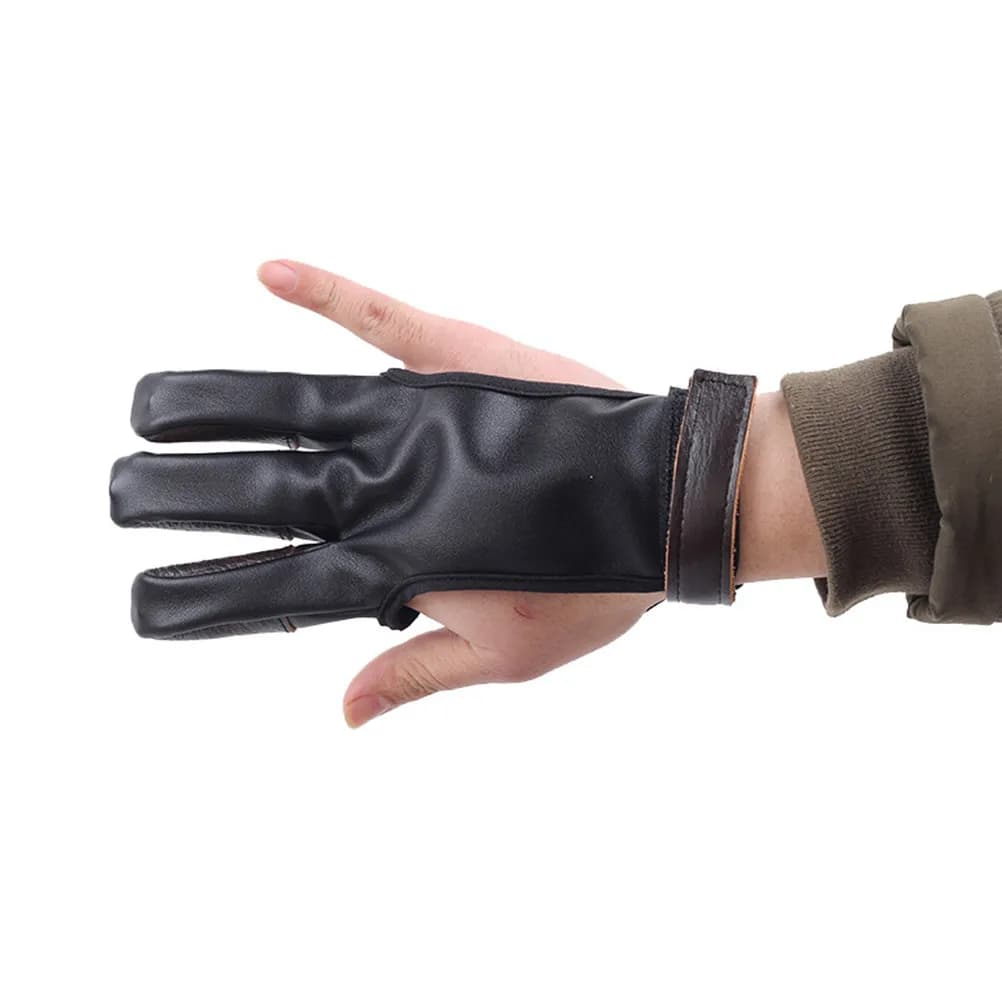 Gant de protection tir à l'arc trois doigts cuir PU anti-dérapant pour chasse et pêche sportive