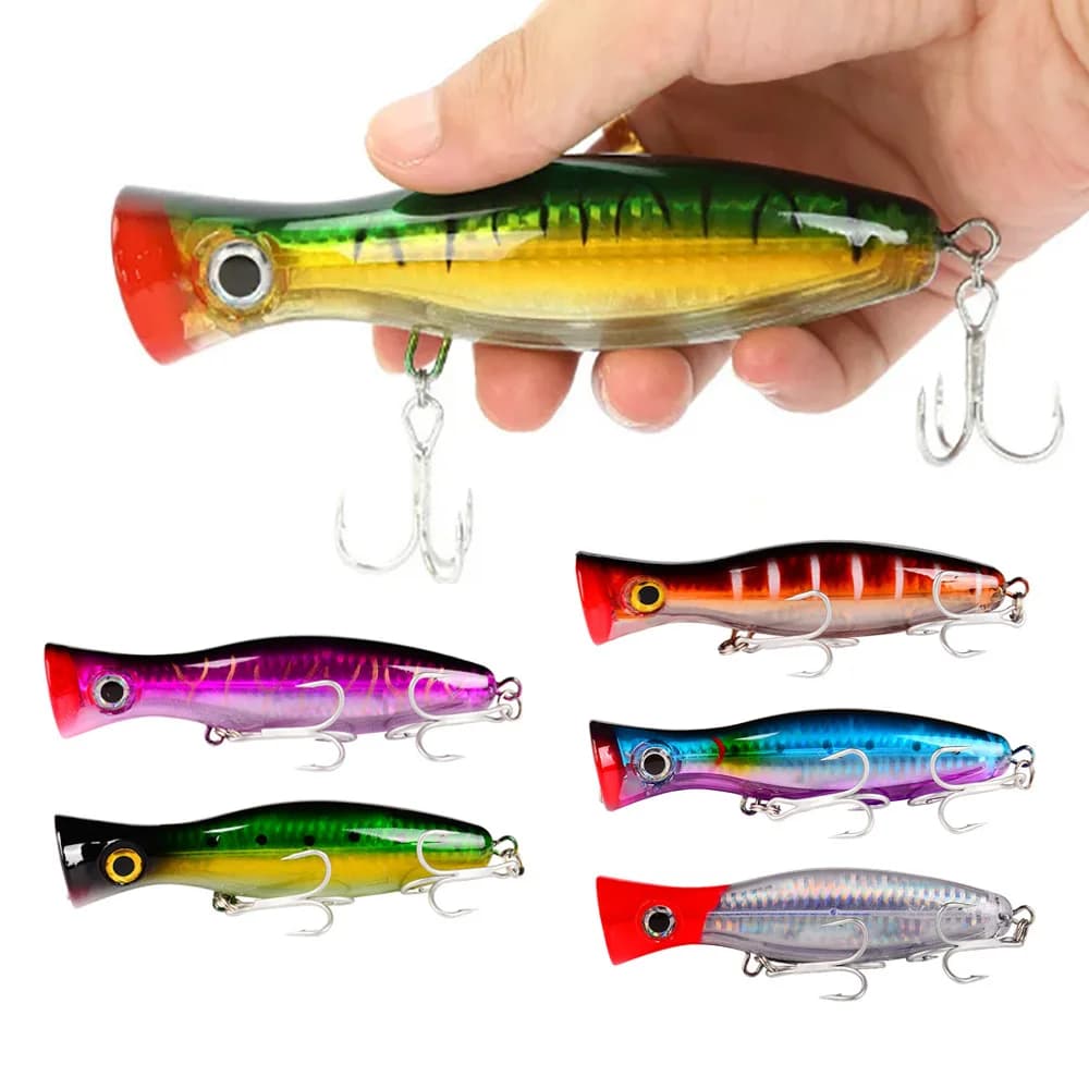 Leurre Popper Proberos 13cm 43g pour Carpe avec 2 Hameçons Triples, Appât Dur Pêche en Eau Douce