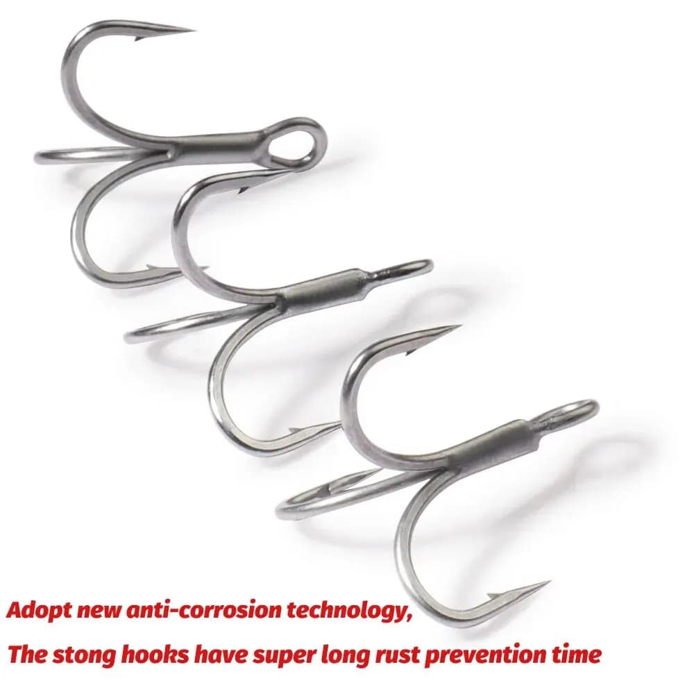 Hameçons triples GOBAIT 20 pièces tailles 2 à 10 - Acier carbone nickelé anti-rouille pour pêche