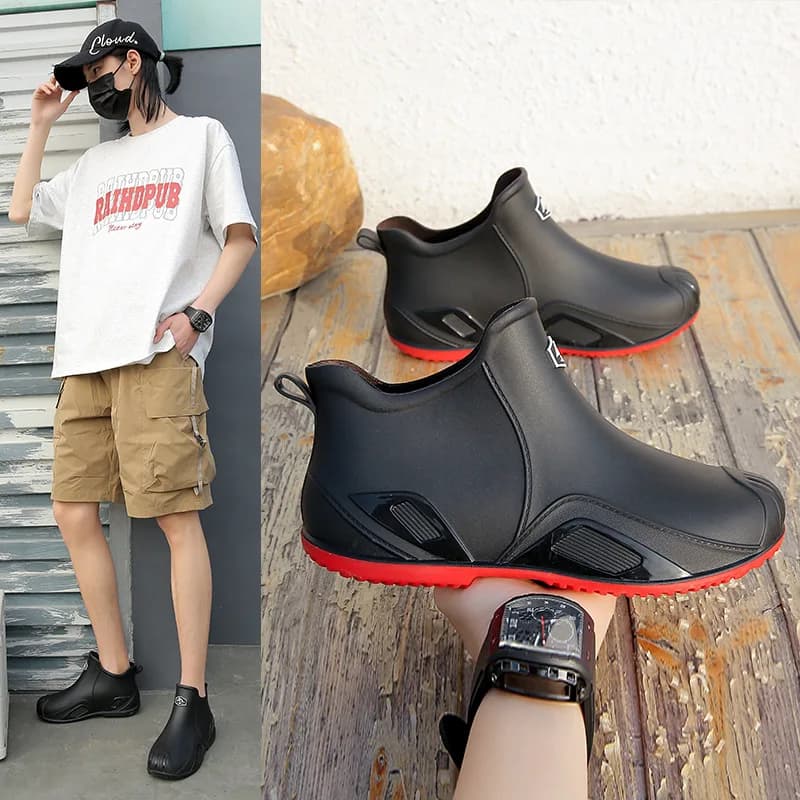 Nouvelles bottes de pluie courtes pour homme - Travail extérieur quatre saisons tendance