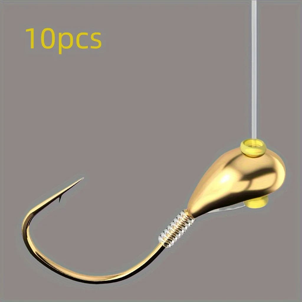 10 hameçons dorés en acier inoxydable inversés, durables pour appâts et leurres de pêche, idéaux pour