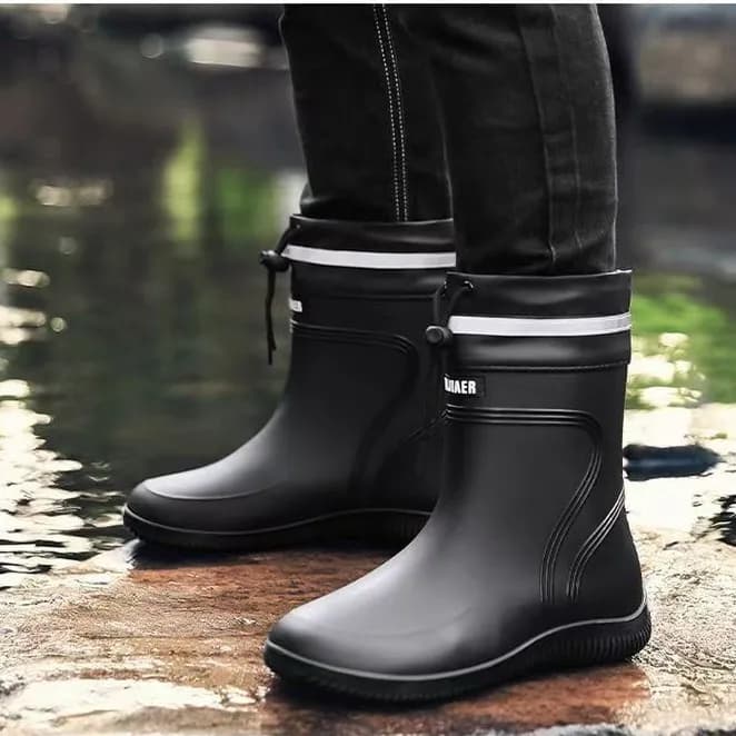 Bottes de pluie mi-mollet unisexes grandes tailles PVC antidérapantes chaudes travail pêche