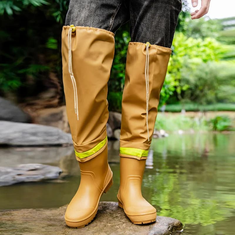 Bottes de pluie homme mode haute-tige long tube imperméable anti-dérapant couple pêche extérieur