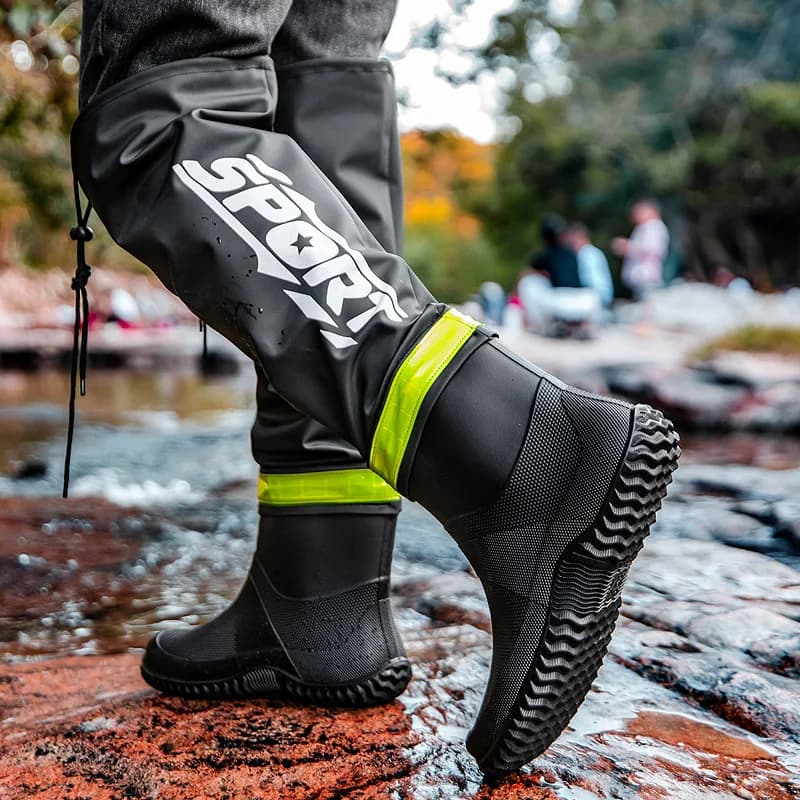 Bottes de pluie homme mode haut-de-gamme imperméables anti-dérapage couple pêche extérieur longue tige