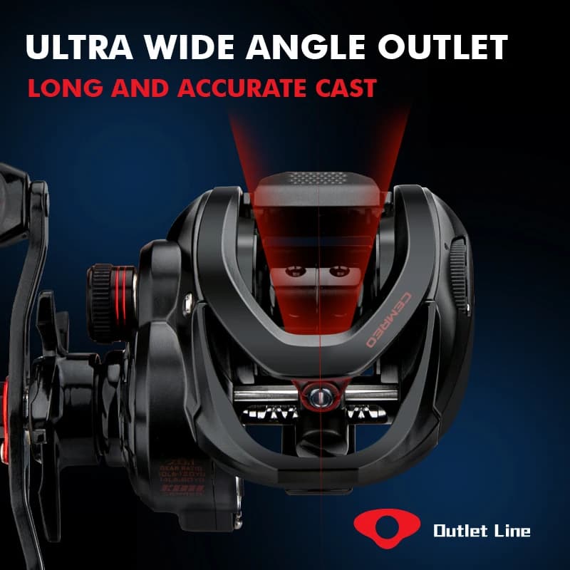 Moulinet baitcasting CEMREO 7kg drag frein magnétique 7.0:1 pour truite carpe black bass