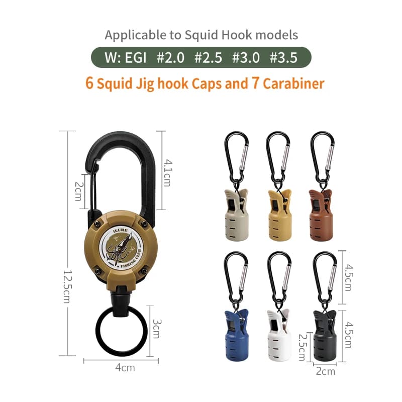 Protecteur d'hameçons pour leurres calmar 6 pièces avec fermoir rétractable - Accessoire pêche