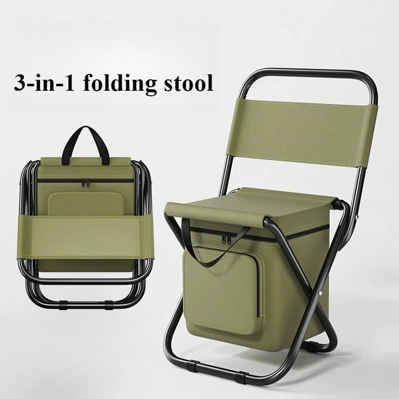 Chaise trois-en-un camouflage poney pliante portable pour pêche camping et glacière