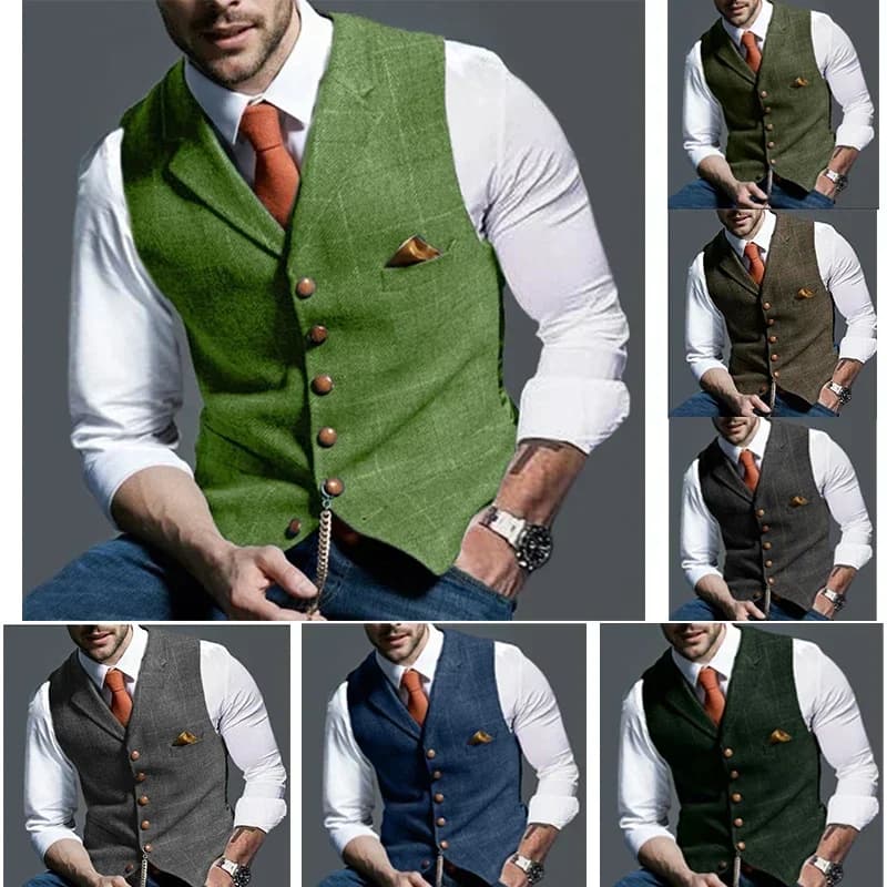 Veste costume classique homme pêche - Tweed pied-de-poule - Veste doublée affaires élégante