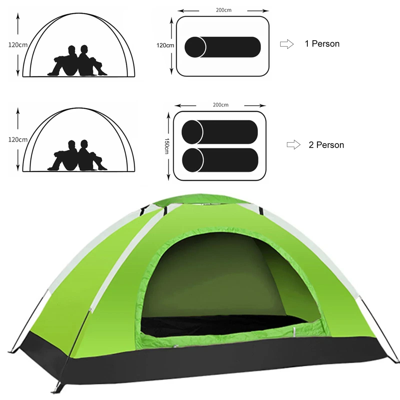 Tente ultralégère pêche 1/2 personne - Couche unique anti-UV pour randonnée et voyage