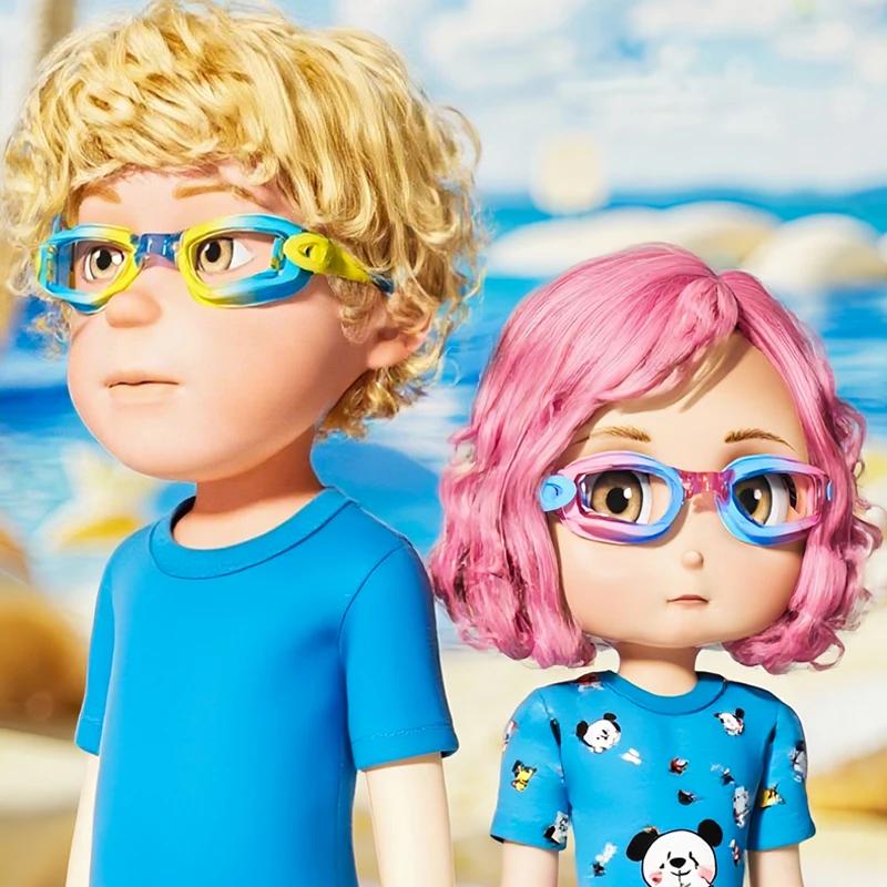 Lunettes de natation enfants 3-14 ans anti-buée étanches avec protection UV et bonnet