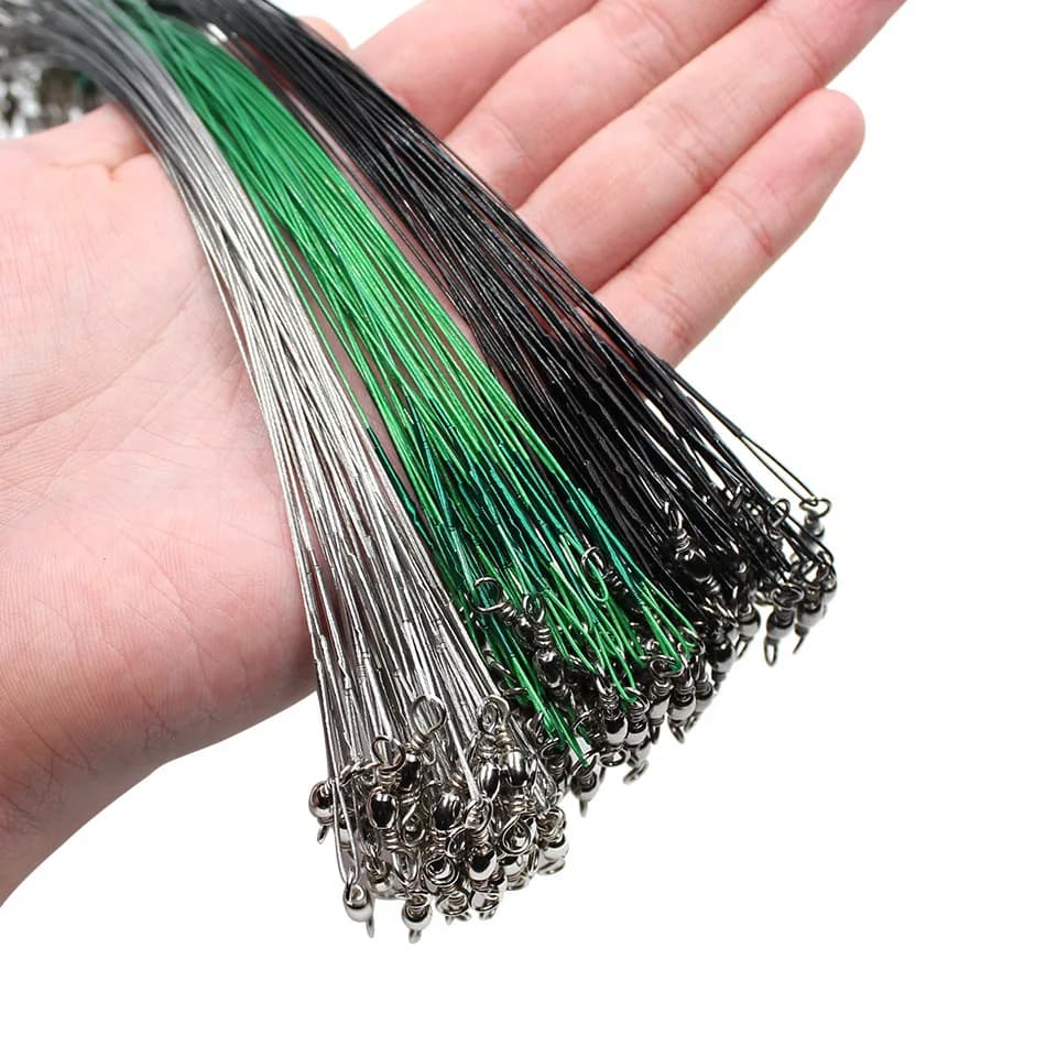 Bas de ligne acier anti-morsure avec émerillon - Protection contre les dents de poissons carnassiers