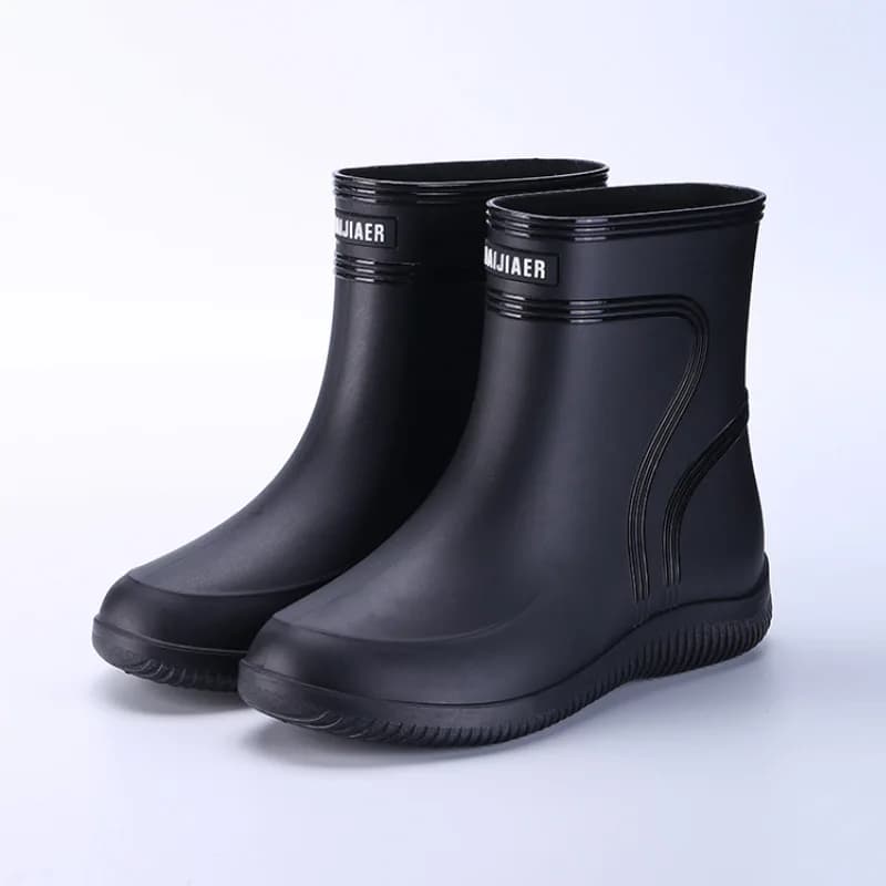 Bottes de pluie mi-mollet unisexes grandes tailles PVC antidérapantes chaudes travail pêche