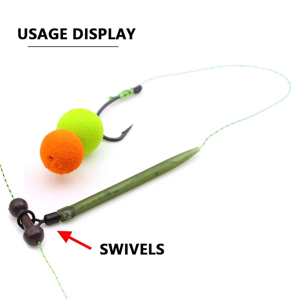 Émerillons flexibles 20 pièces pour montages carpe - Émerillons rotatifs chod rig et hair rig