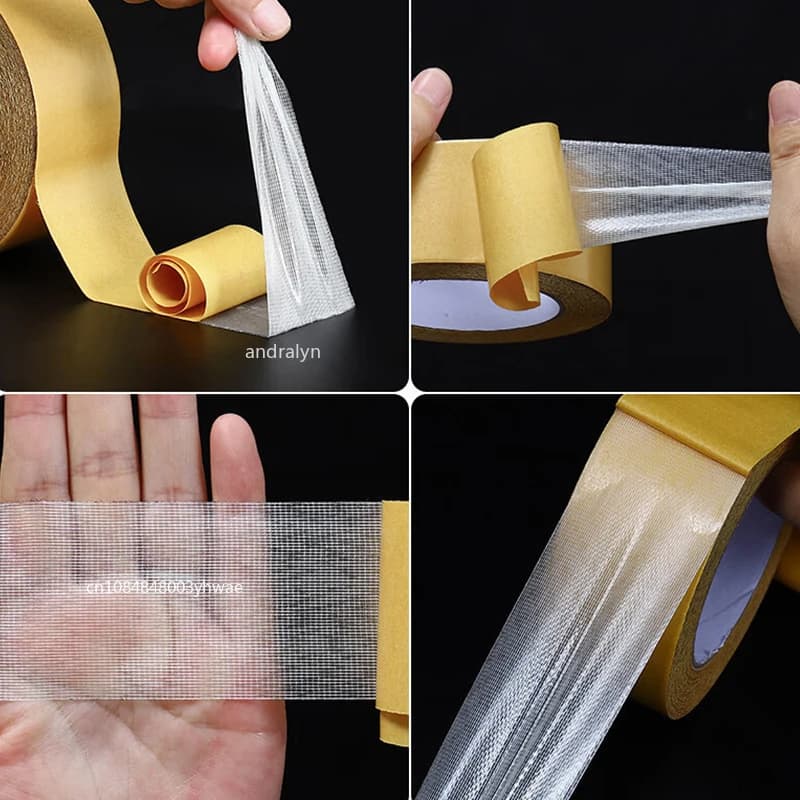 Ruban adhésif double face haute viscosité pour équipement pêche - Grille fibre transparente étanche