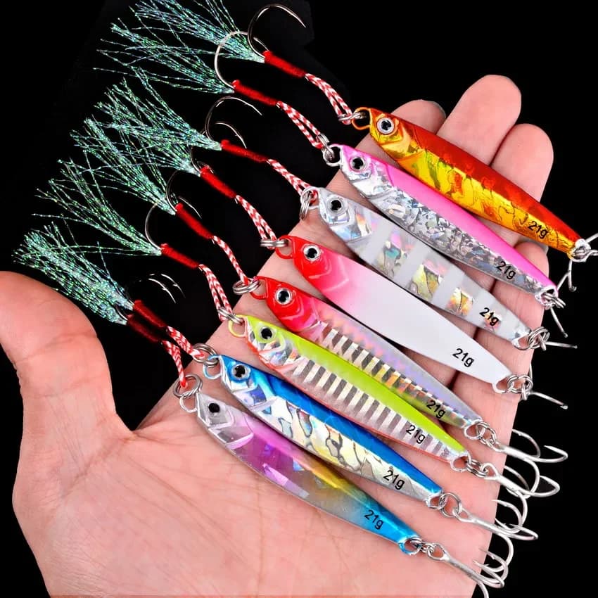 Set de 3-8 leurres jig métal 7g-40g - Leurres de fond pour pêche en mer et pêche côtière au lancer