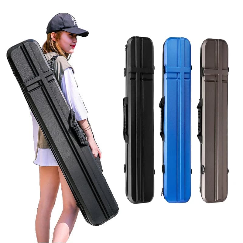 Étui rigide pour cannes à pêche 70-130cm avec coque renforcée et transport portable sécurisé
