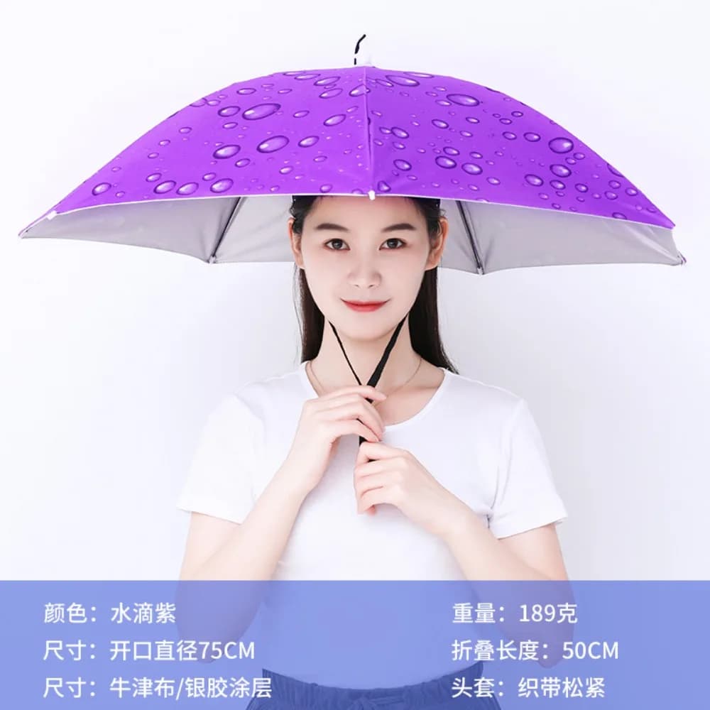 Parapluie chapeau portable 77cm pliable pêche camping plage protection solaire imperméable