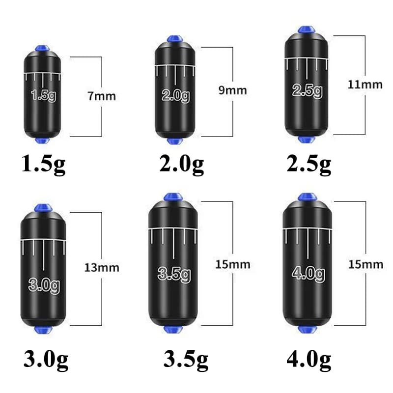 Plombs de pêche avec échelle 1.5-4g - Lot de 30/50/100 pour pêche professionnelle eau douce et salée