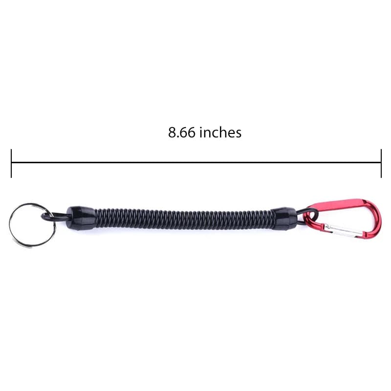 Lanière rétractable 22cm avec mousqueton pour pêche - Coiled tether TPU pour retenir vos outils de pêche