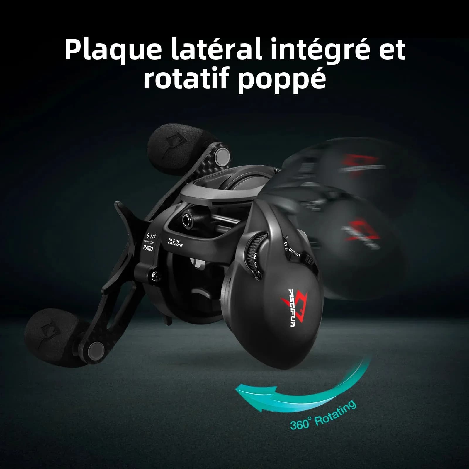 Moulinet Baitcaster Piscifun Carbon XCS 8kg Frein 156g - Ratio 8.1:1 Double Freinage Pêche Précise