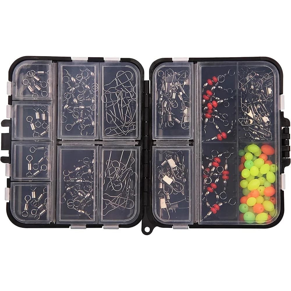 Kit 140 pièces émerillons et snaps pêche - Émerillons à billes, connecteurs triples et clips