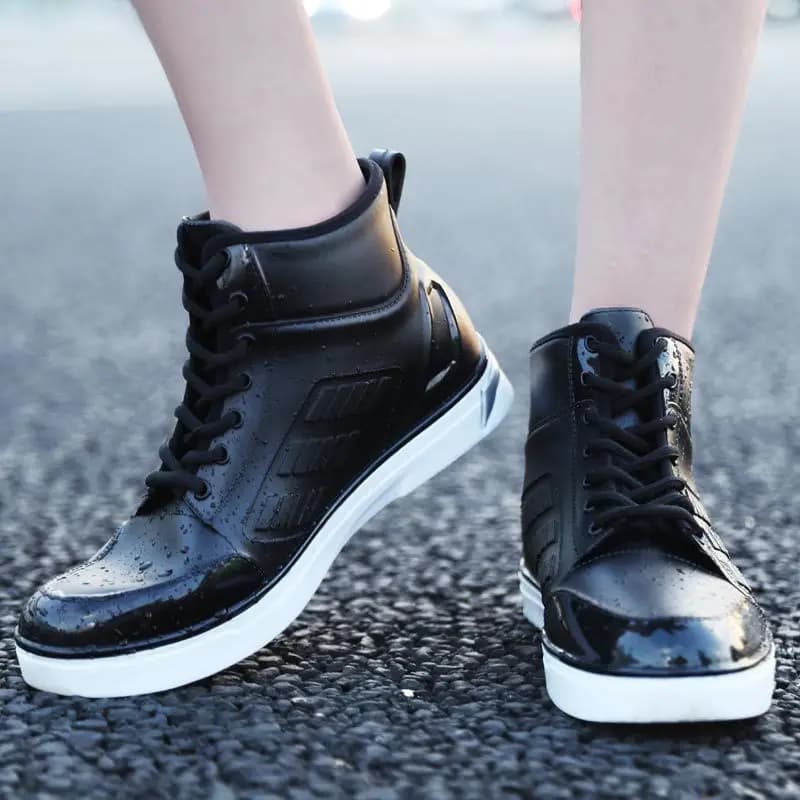 Bottes de pluie homme cheville imperméables noires mode casual pêche tailles 39-44